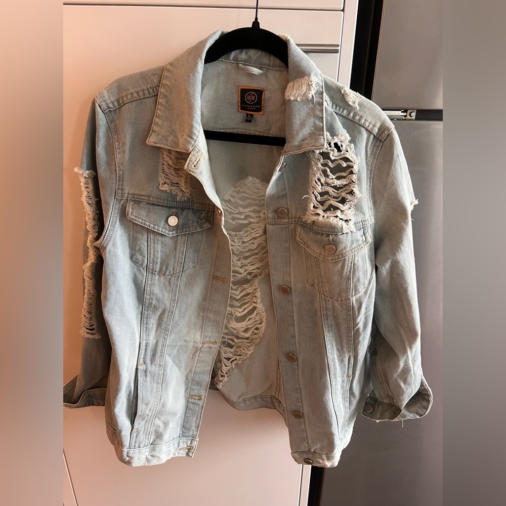 Boom Boom Jeans Ripped Light Blue Denim Jacket